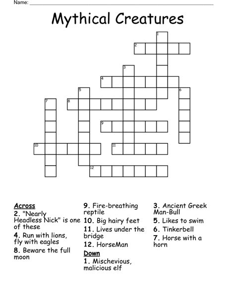 MYTHICAL MONSTER Crossword Clue